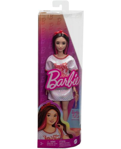 Кукла Barbie Fashionistas - С бяло-червена тениска - 6